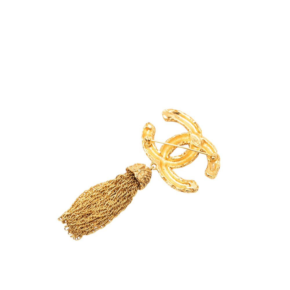 Pre-Loved Chanel CC Gold Plated Tassel Lava Fringe Brooch - Picture 2 of 3